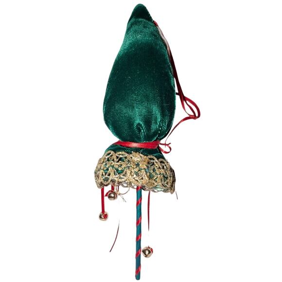 Artisan Vintage 1990 A.N. Allyson Nagel Santa Head on a Stick Christmas Ornament - Picture 3 of 8